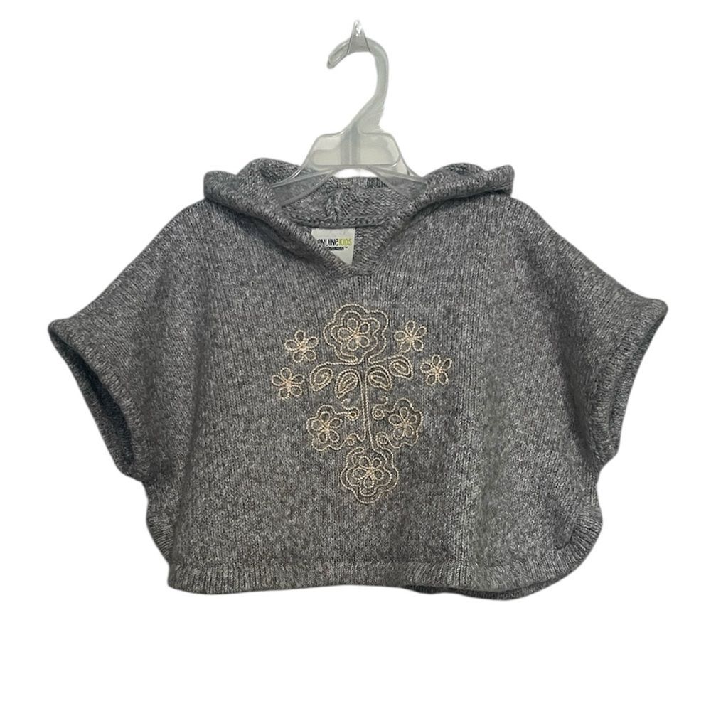 OshKosh Embroidered Sweater Gray Hoodie Poncho Kids 12 mo